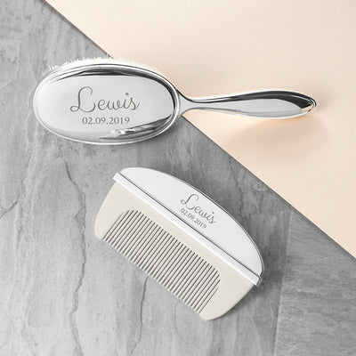 Personalised Classic Silver Plated Baby Brush And Comb Set by Really Cool Gifts