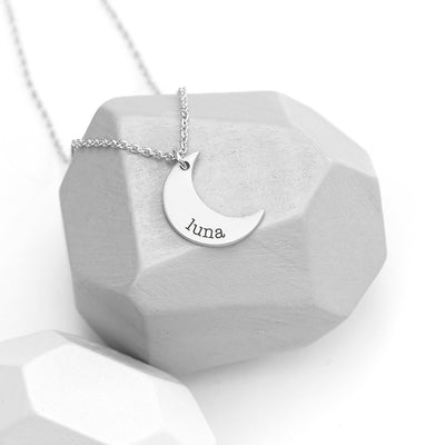Personalised Crescent Moon Necklace by Really Cool Gifts