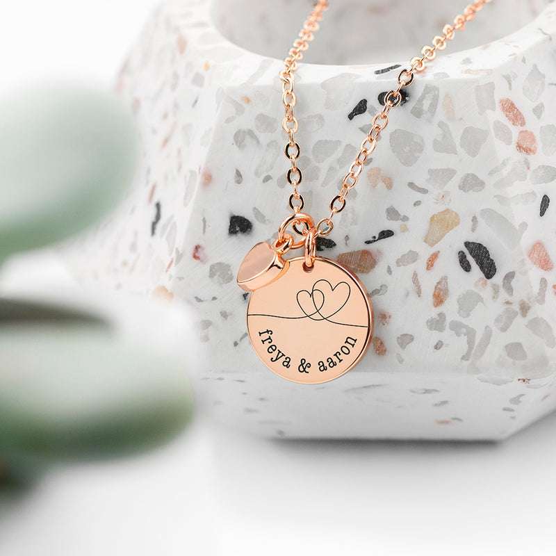 Personalised Dual Hearts Polished Heart & Disc Necklace by Really Cool Gifts Really Cool Gifts