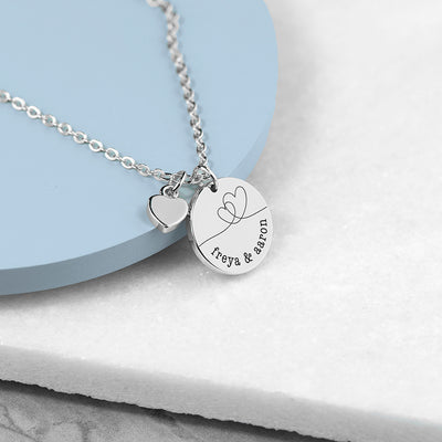 Personalised Dual Hearts Polished Heart & Disc Necklace by Really Cool Gifts Really Cool Gifts