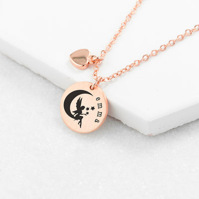 Personalised Fairy Matte Heart & Disc Necklace by Really Cool Gifts Really Cool Gifts