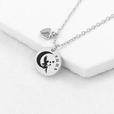 Personalised Fairy Matte Heart & Disc Necklace by Really Cool Gifts Really Cool Gifts