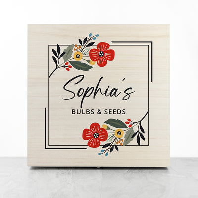Personalised Floral Frame Garden Accessories Box by Really Cool Gifts