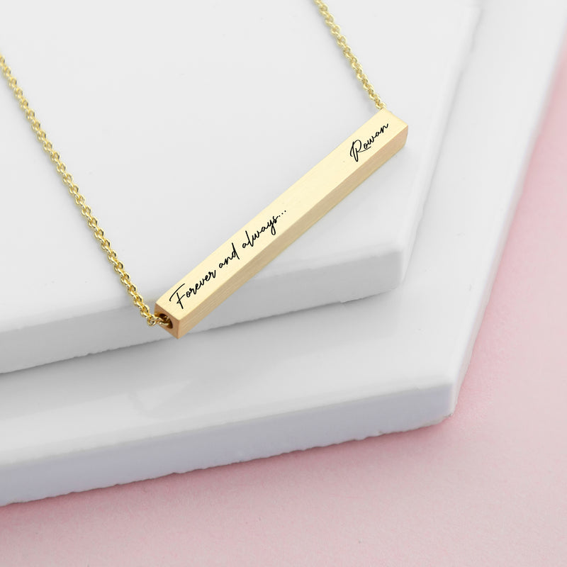 Personalised Forever And Always Horizontal Bar Necklace by Really Cool Gifts Really Cool Gifts
