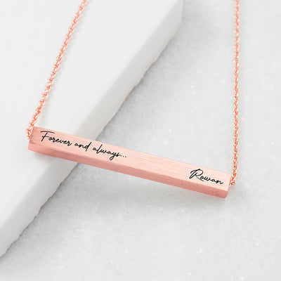 Personalised Forever And Always Horizontal Bar Necklace by Really Cool Gifts Really Cool Gifts