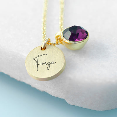 Personalised Gold Birthstone Crystal And Disc by Really Cool Gifts Really Cool Gifts