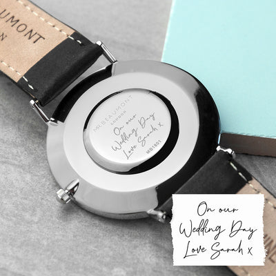 Personalised Handwriting Mens Black Leather Watch by Really Cool Gifts Really Cool Gifts
