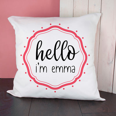 Personalised Hello Baby In Pink Frame Cushion Cover by Really Cool Gifts