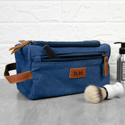 Personalised Jetsetter Denim Wash Bag Blue by Really Cool Gifts
