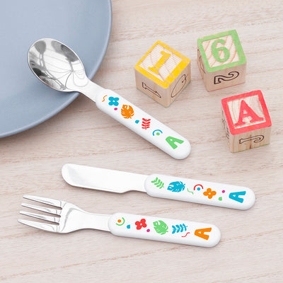 Personalised Kids Colourful Shapes Cutlery Set - Metal by Really Cool Gifts Really Cool Gifts