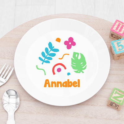 Personalised Kids Colourful Shapes Plastic Plate by Really Cool Gifts