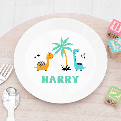 Personalised Kids Cute Dinosaur Plastic Plate by Really Cool Gifts