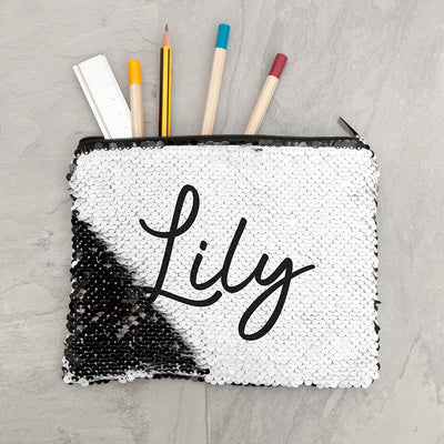 Personalised Kids Hidden Message Sequin Pencil Case - Black By Really Cool Gifts