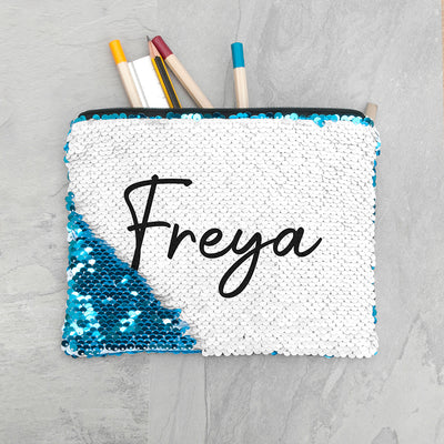 Personalised Kids Hidden Message Sequin Pencil Case - Blue by Really Cool Gifts