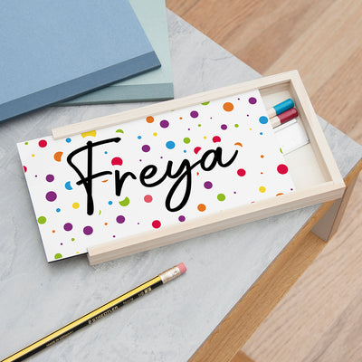 Personalised Kids Polka Dot Pencil Box by Really Cool Gifts