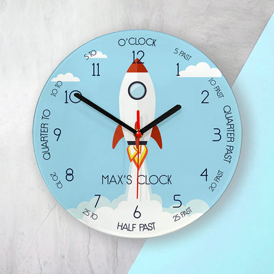 Personalised Kids Rocket Glass Clock - Large by Really Cool Gifts