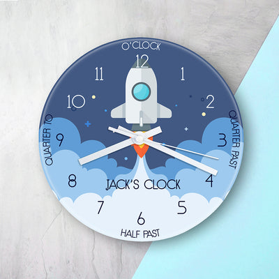 Personalised Kids Space Shuttle Glass Clock by Really Cool Gifts