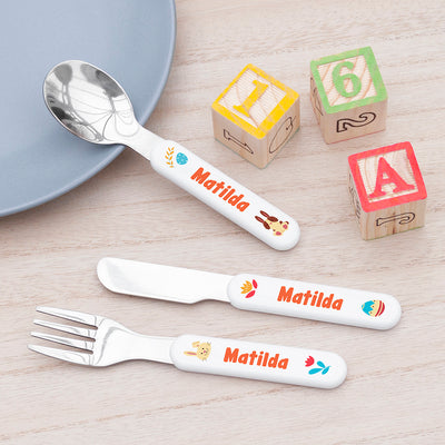 Personalised Kids Spring Bunny Cutlery Set - Metal by Really Cool Gifts