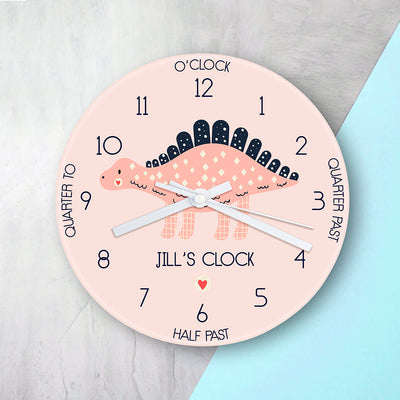 Personalised Kids Stegosaurus Glass Clock by Really Cool Gifts