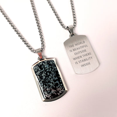 Personalised Men'S Snowflake Obsidian Dog Tag Necklace by Really Cool Gifts Really Cool Gifts