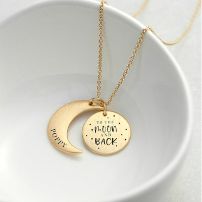 Personalised Moon & Back Necklace by Really Cool Gifts Really Cool Gifts