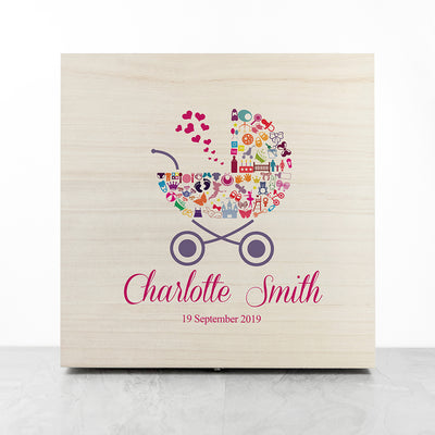 Personalised Pram Baby Girl Memory Box by Really Cool Gifts