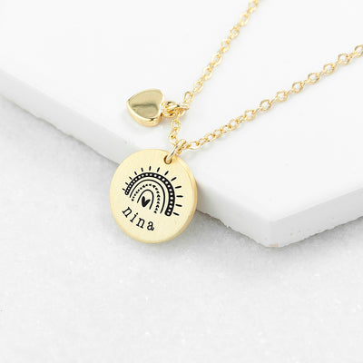 Personalised Rainbow Matte Heart & Disc Necklace by Really Cool Gifts Really Cool Gifts