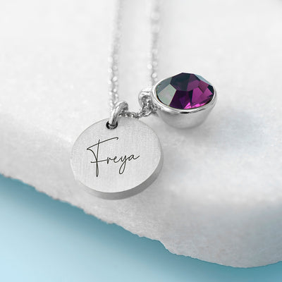 Personalised Silver Birthstone Crystal And Disc by Really Cool Gifts Really Cool Gifts
