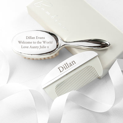 Personalised Silver Plated Baby Brush And Comb Set by Really Cool Gifts