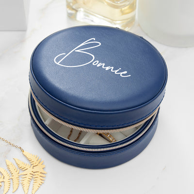 Personalised Blue Round Jewellery Case by Really Cool Gifts Really Cool Gifts